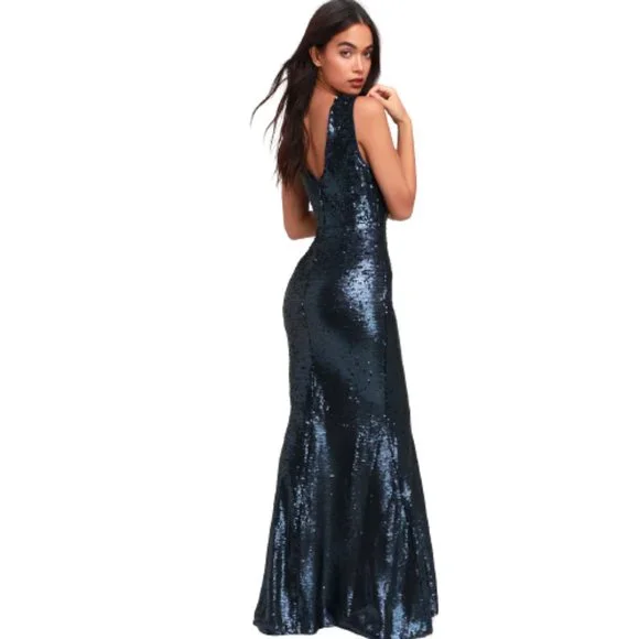 Lulus | Dresses | Lulus Navy Sequin Maxi Dress | Poshmark